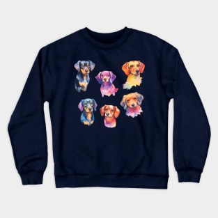 Watercolor Woofs: Vibrant Dog Sticker Pack Crewneck Sweatshirt